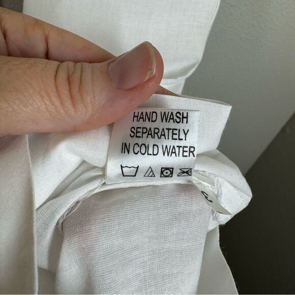 Honeydove Vintage Straight Leg White Cotton Drawstring Pants Lightweight OS - Picture 8 of 8